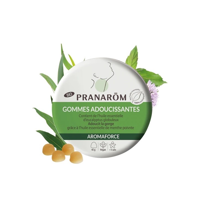 Pranarôm Gommes Adoucissantes Bio Menthe/Eucalyptus 45g