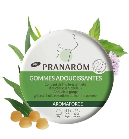 Pranarôm Gommes Adoucissantes Bio Menthe/Eucalyptus 45g