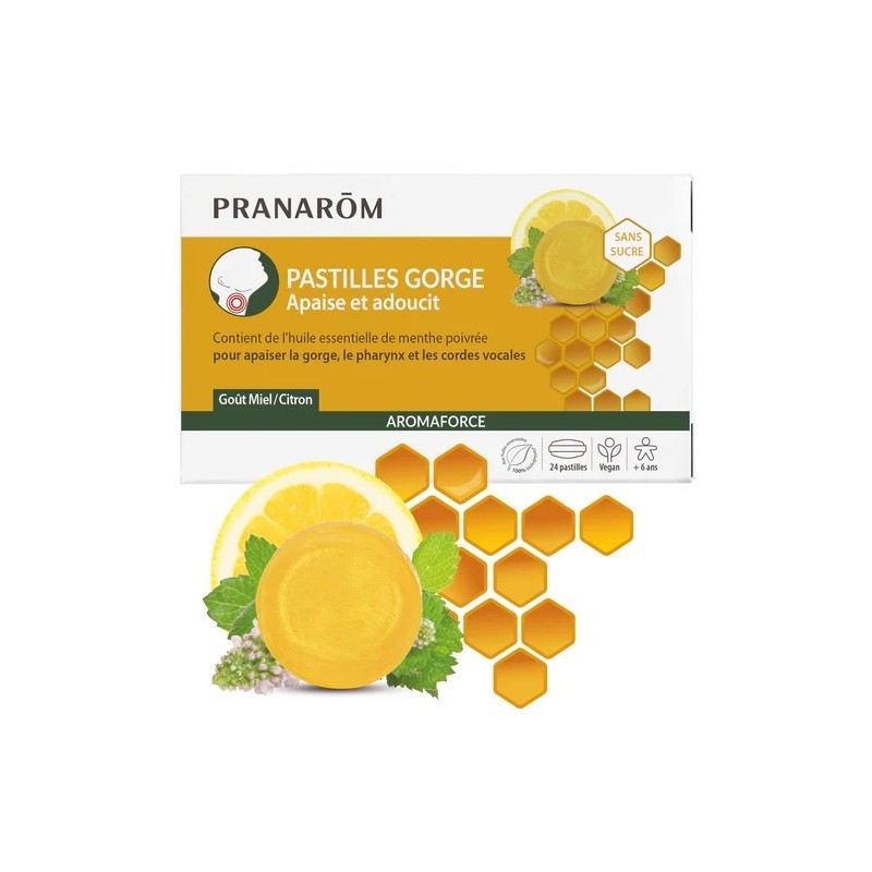 Pranarôm Aromaforce Pastilles Gorge Miel/Citron X24