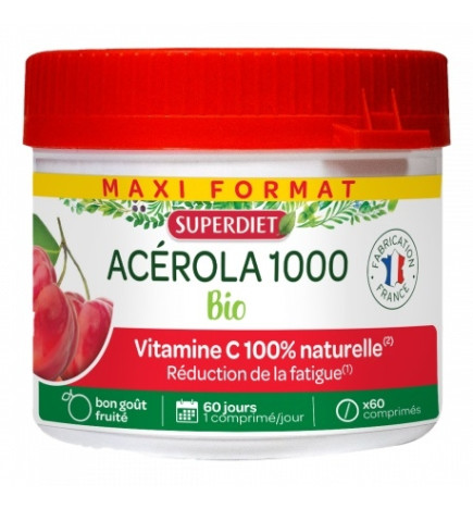 Superdiet Acérola 1000 Bio X60 Comprimés