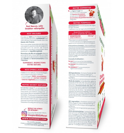 SUPER DIET – Vigne Rouge Bio Circulation, 20 ampoules