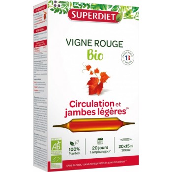 Superdiet Vigne Rouge Bio Circulation 20 Ampoules