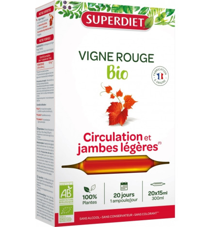 Superdiet Vigne Rouge Bio Circulation 20 Ampoules