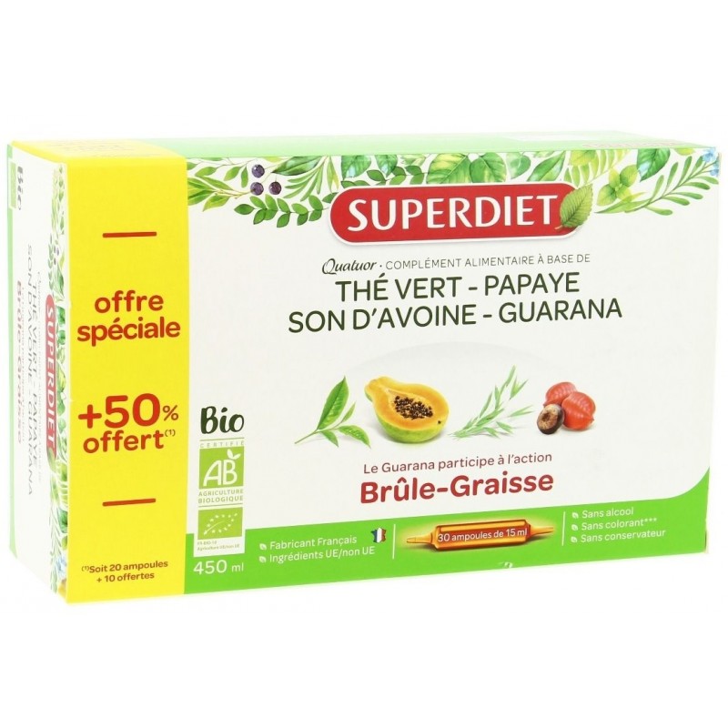 Superdiet Quatuor Brûle-graisse 30x15ml Bio