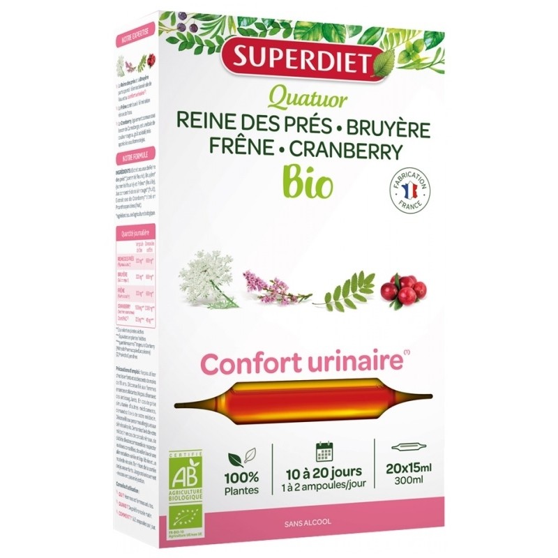 Superdiet Quatuor Confort Urinaire Bio 20 Ampoules