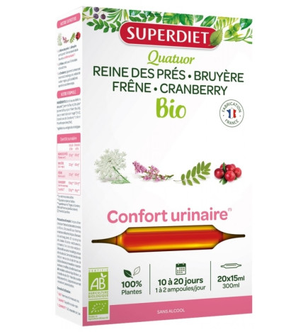 Superdiet Quatuor Confort Urinaire Bio 20 Ampoules