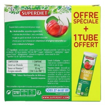 Superdiet Acerola 500 Bio X24 + 10Cpr Offerts