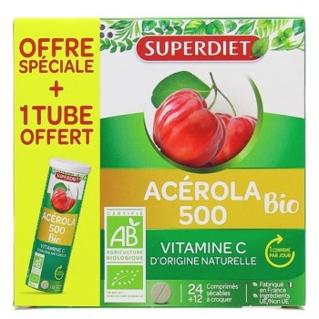 Superdiet Acerola 500 Bio X24 + 10Cpr Offerts