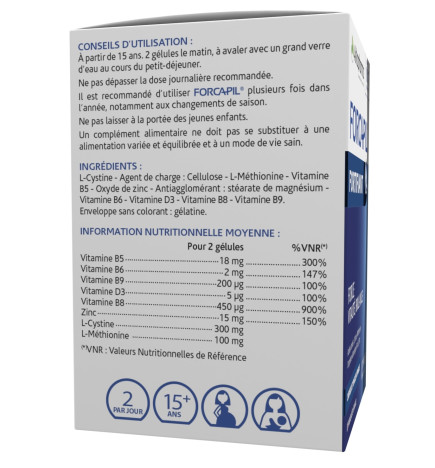 Forcapil – Cheveux et ongles formule fortifiante, 60 gélules