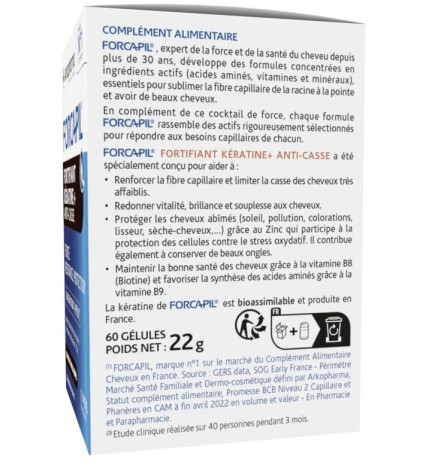 Forcapil – Fortifiant kératine, 60 gélules