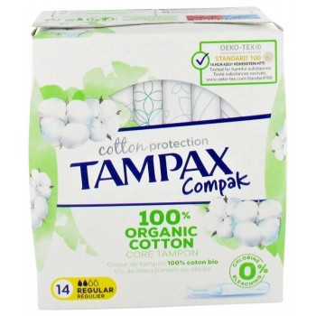 Tampax Compak Cotton Régulier 100% Coton Bio 14 Tampons