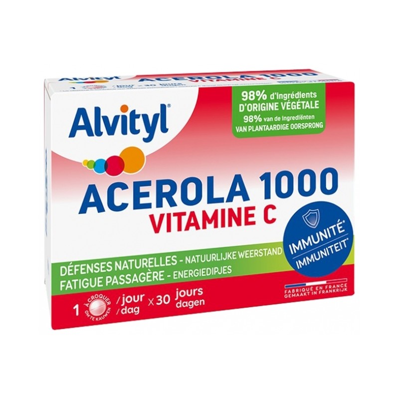 Alvityl Acérola 1000 Vitamine C 30 Comprimés à Croquer