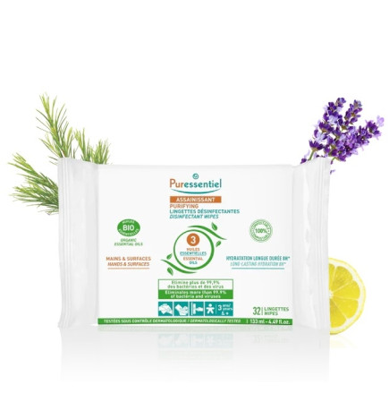 Puressentiel Lingettes Désinfectantes Mains & Surfaces X32