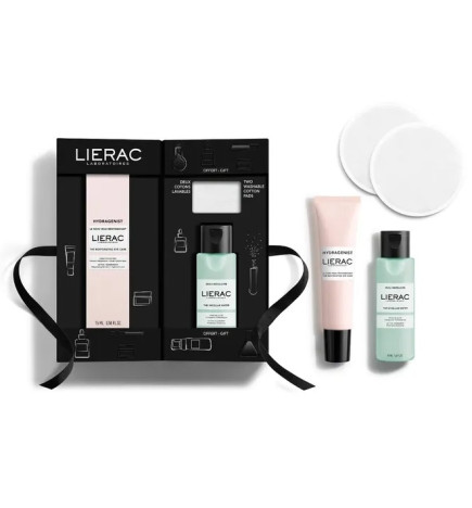 Lierac – Coffret Hydragenist Soin Yeux Réhydratant + Eau Micellaire + Coton Lavable
