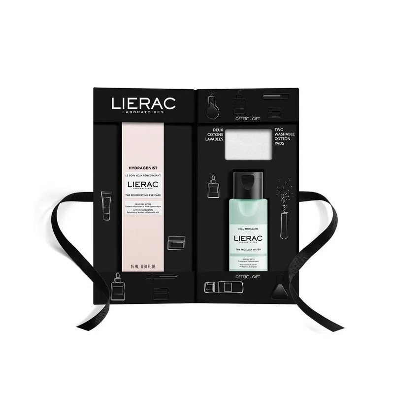 Lierac Coffret Hydragenist Soin Yeux Réhydratant + Eau Micellaire + Coton Lavable