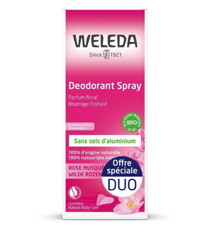 Weleda Déodorant Spray Rose Musquée 2 X 100ml