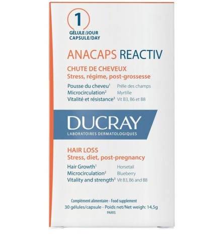 Ducray Chute De Cheveux Réactionnelle 30 Gélules Anacaps Reactiv