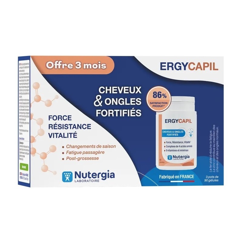 Nutergia Ergycapil Cheveux & Ongles Fortifiés 3X90 Gélules