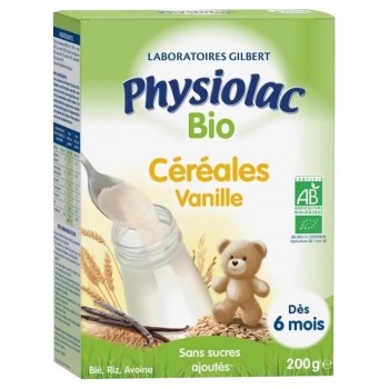 Physiolac Bio Céréales Vanille Dès 6 Mois 200 g