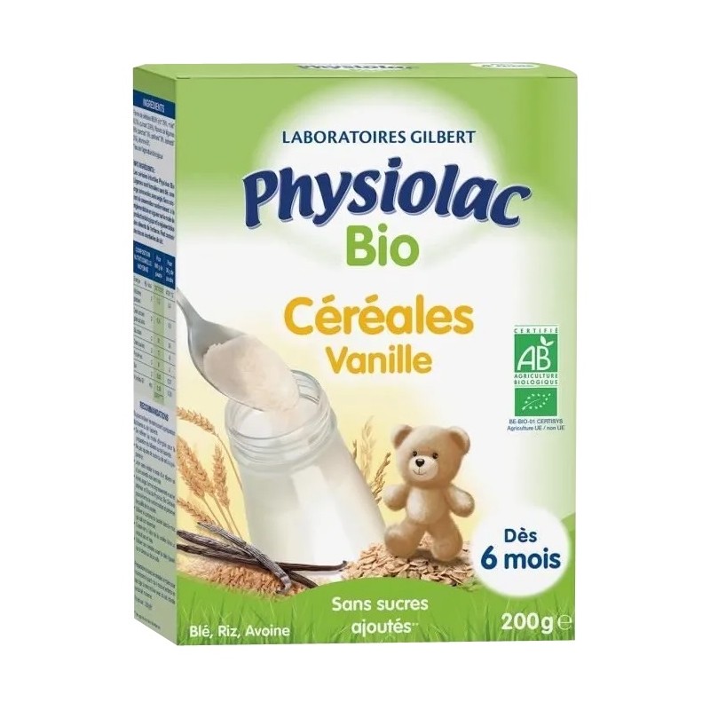 Physiolac Bio Céréales Vanille Dès 6 Mois 200 g