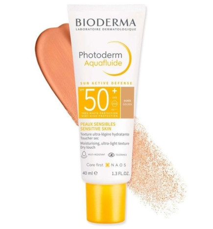 Bioderma – Photoderm Aquafluide Sun Active Defense SPF50+ doré, 40 ml