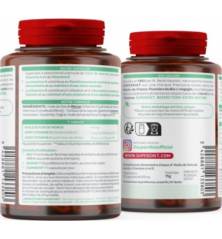 SUPER DIET – Huile de Foie de Morue, 120 capsules