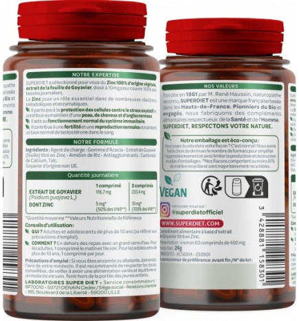 SUPER DIET – Zinc, 60 comprimés