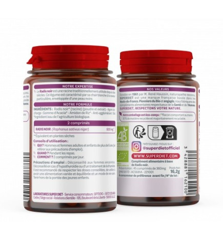 SUPER DIET – Radis Noir Bio, 45 comprimés