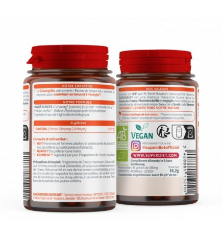 SUPER DIET – Ginseng Bio, 45 gélules