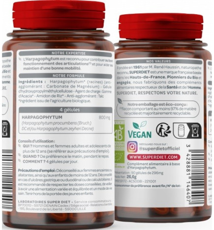 SUPER DIET – Harpagophytum Bio, 90 gélules