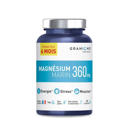 Granions – Magnésium Marin 360mg Format Eco 6 Mois x180 Comprimés