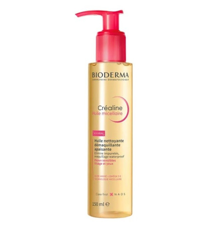 Bioderma – Créaline, huile micellaire nettoyante démaquillante apaisante peaux sensibles, 150 ml