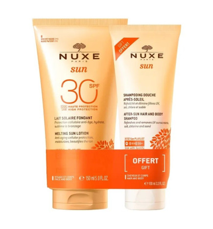 Nuxe – Lait Solaire Fondant SPF 30, 150 ml + Shampooing Douche Après-Soleil, 100 ml Offert