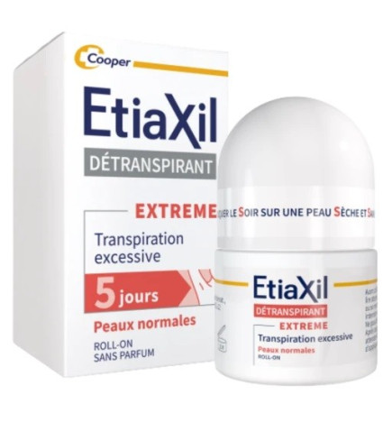 ETIAXIL – Détranspirant extrême peaux normales aisselles roll-on, 2 x 15 ml