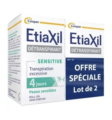 ETIAXIL – Détranspirant peaux sensibles aisselles roll-on, 2 x 15 ml