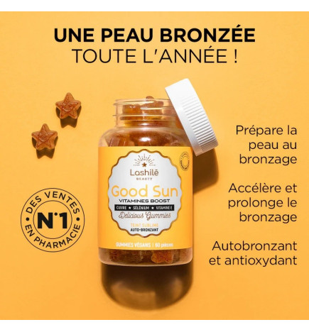 Lashilé – Good Sun Vitamines Boost Teint Sublime Auto-Bronzant, 60 Gummies