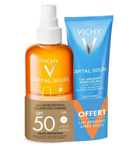 Vichy – Capital Soleil eau de protection solaire hâle sublime SPF50, 200 ml + après-soleil, 100 ml