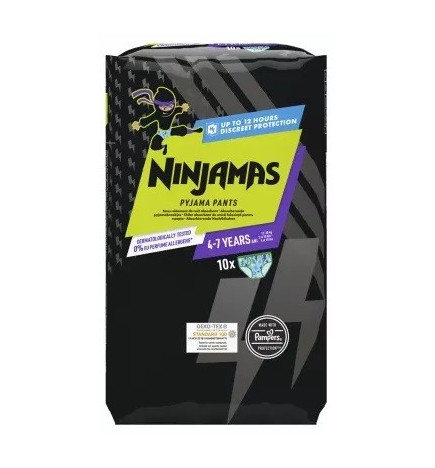 Pampers – Ninjamas Sous-vêtement de Nuit Absorbant Garçon 4-7 ans (17-30 kg) x10