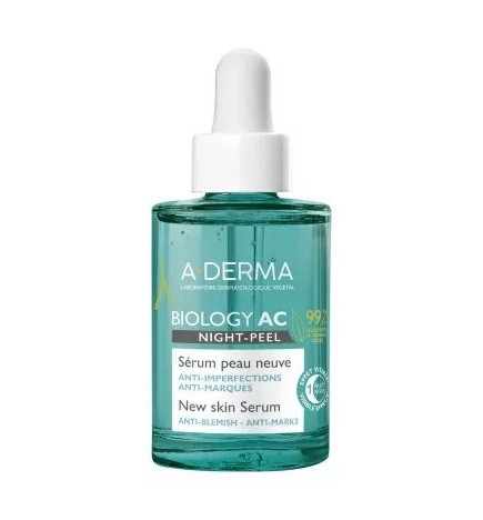 A-DERMA – Biology AC Night-Peel Sérum Peau Neuve Bio, 30 ml