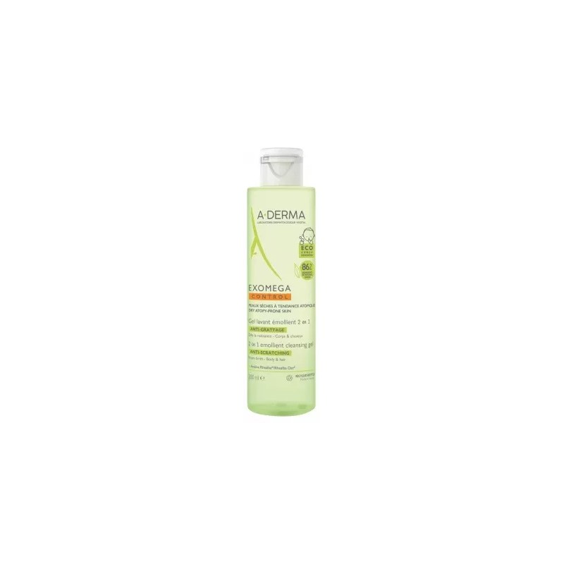 A-Derma – Exomega Control Gel lavant émollient 2en1 anti-grattage, 200 ml