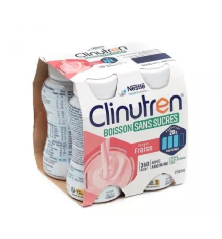 Clinutren – Boisson sans sucres fraise, 200 ml x4