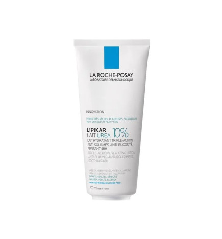 La Roche-Posay – Lipikar Urea 10% lait hydratant anti-squames anti-rugosité apaisant 48 h, 200 ml