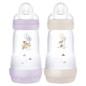 Mam – 2 Biberons Easy Start, 260 ml 2 Mois Et+ Débit 2 Couleur Lilas/Sable