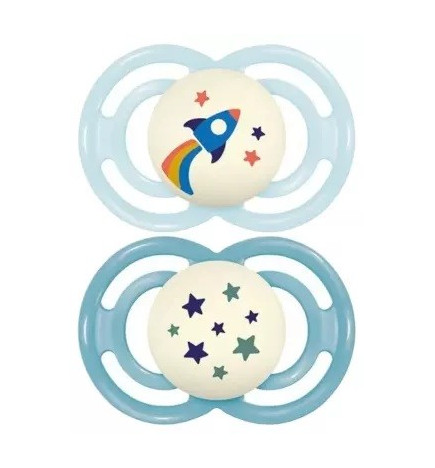 Mam – 2 Sucettes Perfect Nuit Tendance 18 Mois Et+, Modèle Bleu Coloris Aléatoire