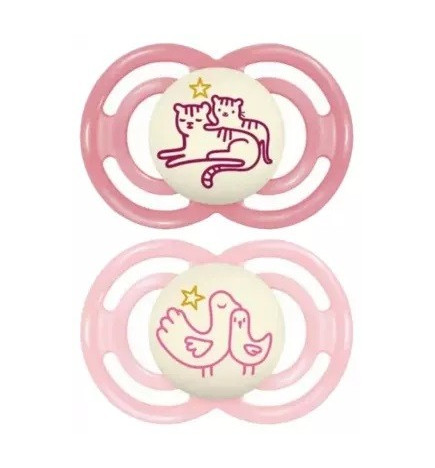 Mam – 2 Sucettes Perfect Nuit Animaux 18 Mois Et+, Coloris Aléatoire