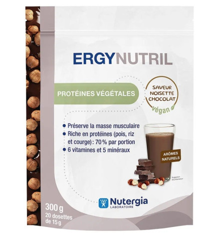 Nutergia – Ergynutril Vegan Noisette-Chocolat Protéines Végétales, 350 g