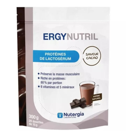 Nutergia – Ergynutril Protéines de Lactosérum Cacao, 300 g