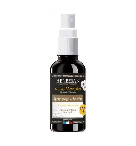 HERBESAN – Miel de Manuka Spray Gorge et Bouche IAA10+, 25 ml