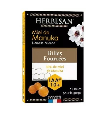 HERBESAN – Miel de Manuka Billes Fourrées IAA10+, 12 billes