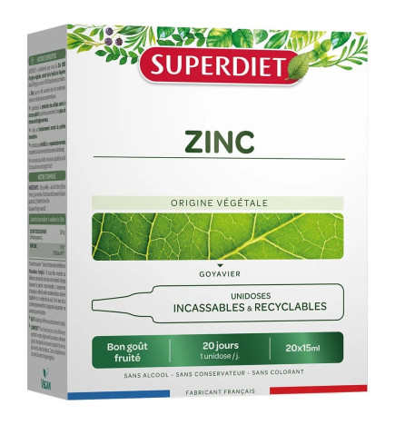 SUPER DIET – Zinc Origine Végétale, 20x15 ml